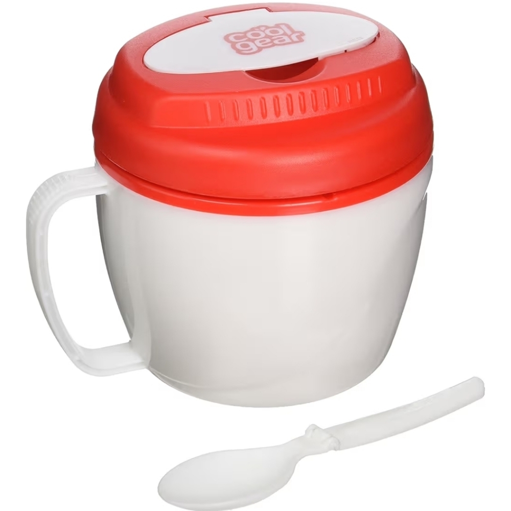Cool Gear Red and White Soup Mug with Spoon
